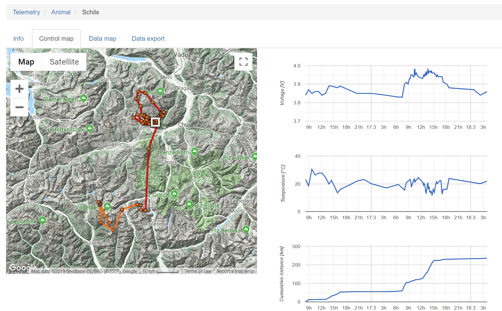 Control map with the last 48h